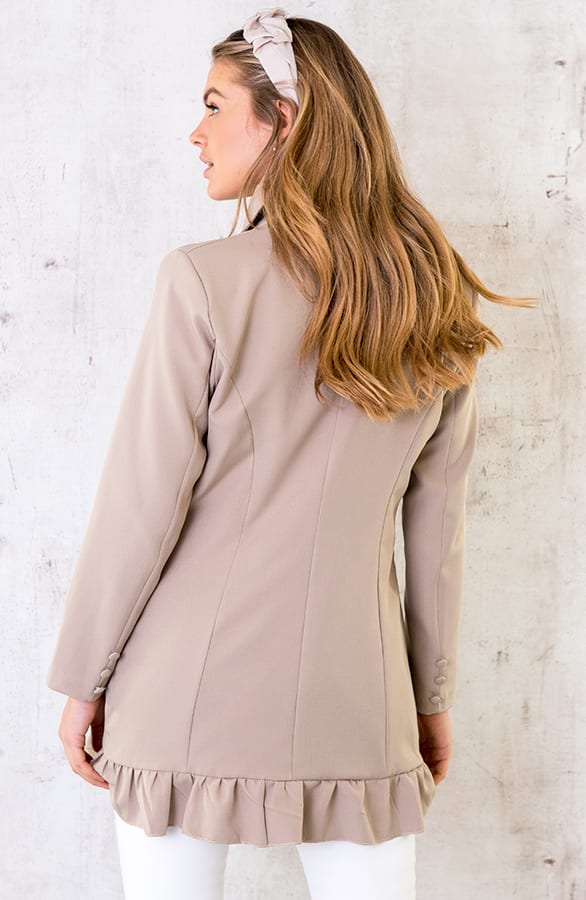 Blazer Dress Button Beige – shoparchief, foto 5