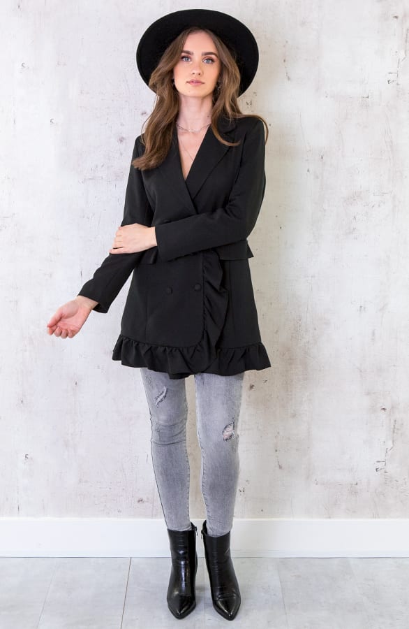 Blazer Dress Button Zwart – shoparchief, foto 2