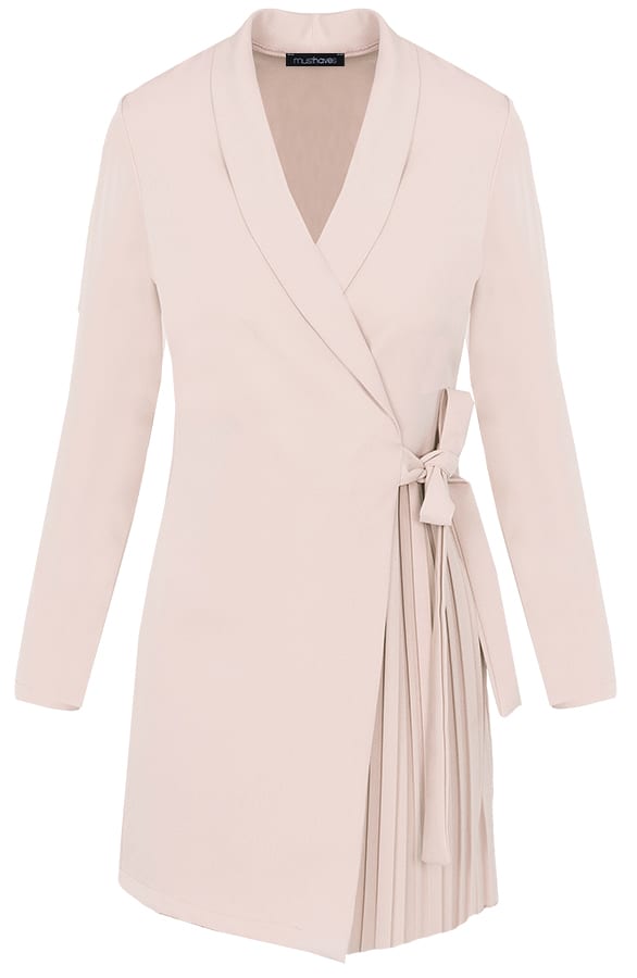 Blazer Dress Met Plooien Beige – shoparchief, foto 1