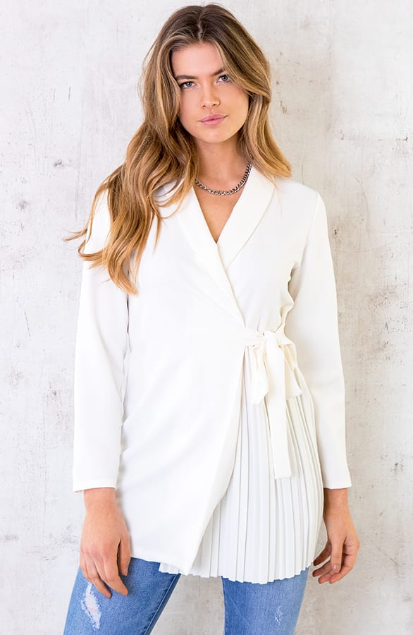 Blazer Dress Met Plooien Offwhite – shoparchief, foto 2