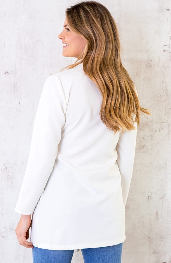 Blazer Dress Met Plooien Offwhite – shoparchief, foto 4