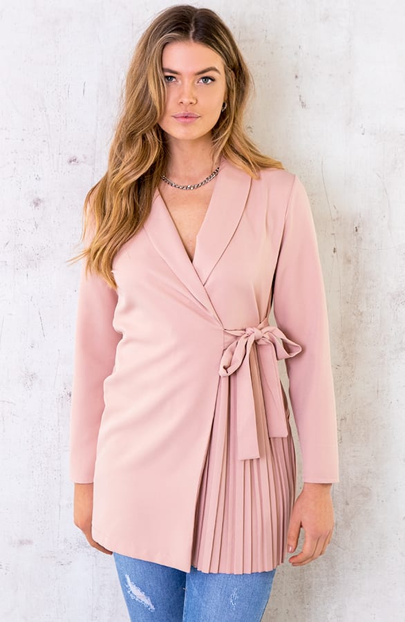 Blazer Dress Met Plooien Roze – shoparchief, foto 2