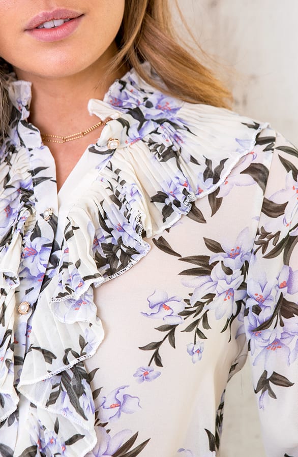 Floral Print Ruches Blouse – shoparchief, foto 3