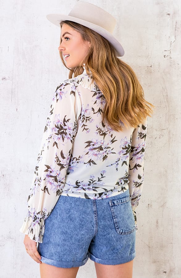 Floral Print Ruches Blouse – shoparchief, foto 5