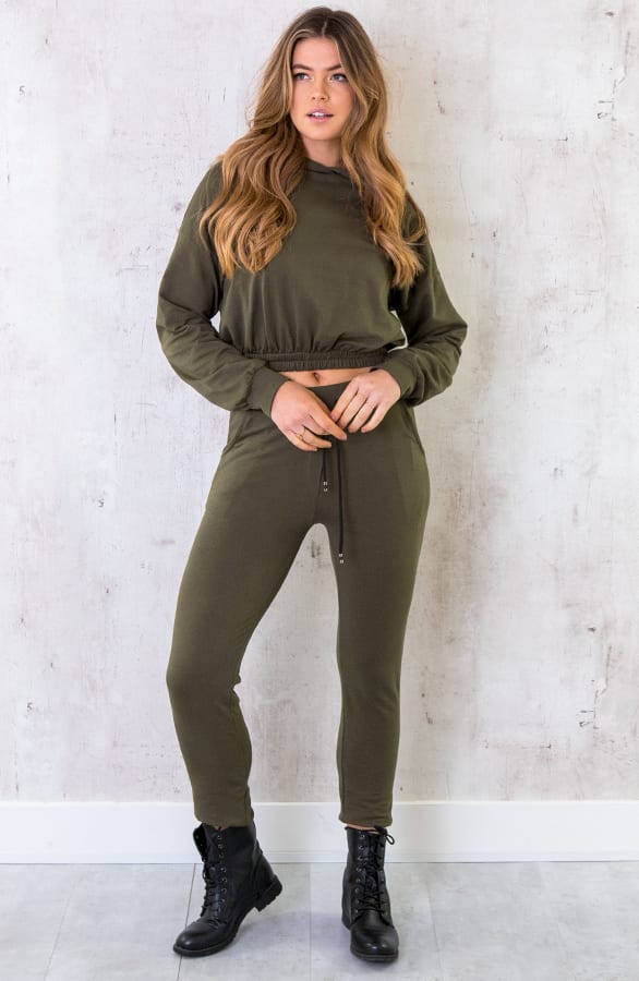 Jogging Cropped Hoodie Legergroen – shoparchief, foto 5