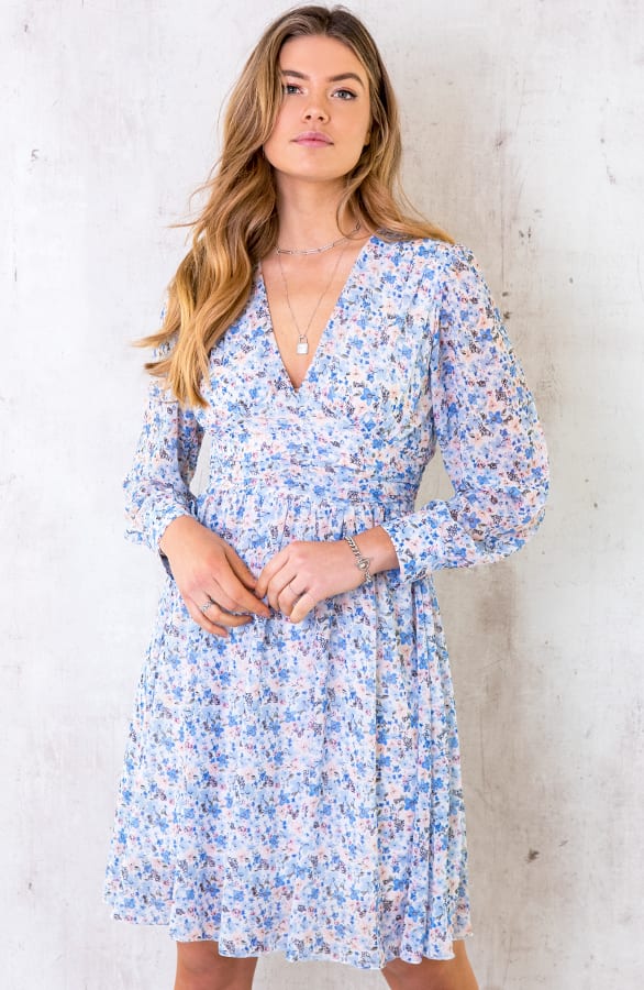 Jurk Met Bloemen Dames Blauw – shoparchief, foto 1