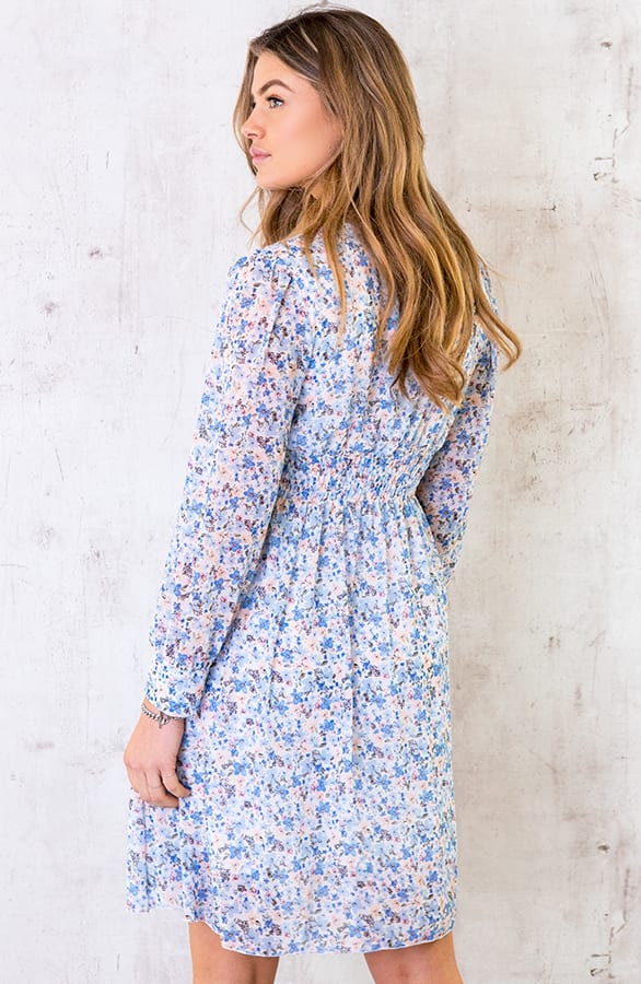 Jurk Met Bloemen Dames Blauw – shoparchief, foto 4