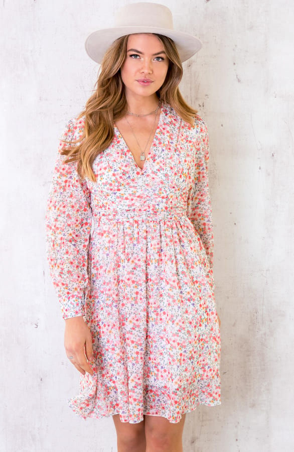 Jurk Met Bloemen Dames Oranje – shoparchief, foto 1