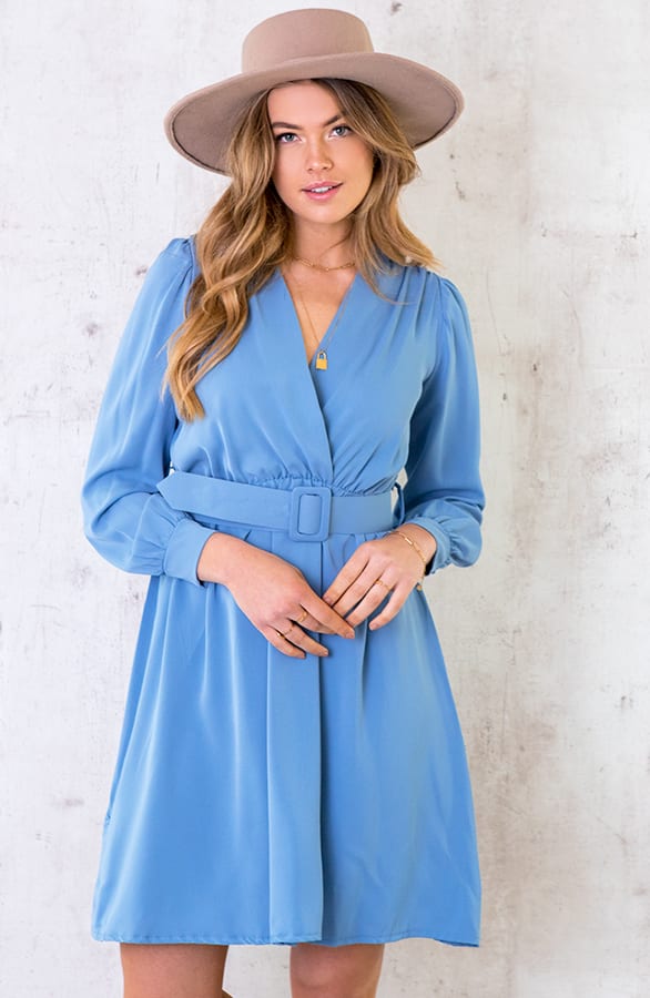 Jurk Met Ceintuur Jeansblauw – shoparchief, foto 1