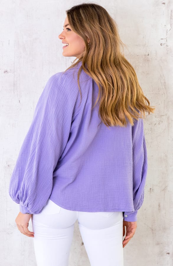 Katoenen Oversized Blouse Lila – shoparchief, foto 5