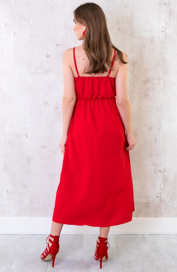 Midi Jurk Knopen Santorini Rood – shoparchief, foto 2