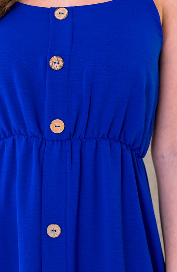 Midi Jurk Knopen Santorini Kobalt – shoparchief, foto 2