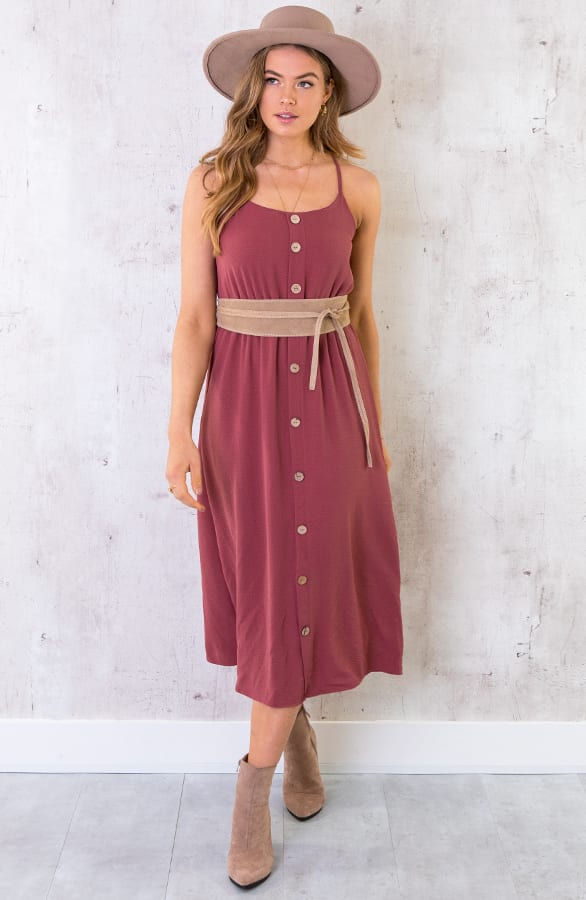 Midi Jurk Knopen Santorini Roze – shoparchief, foto 1