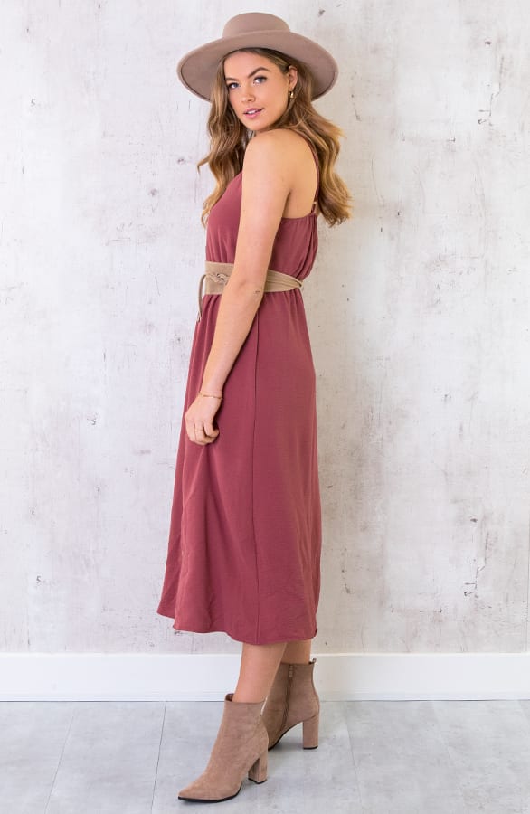 Midi Jurk Knopen Santorini Roze – shoparchief, foto 3