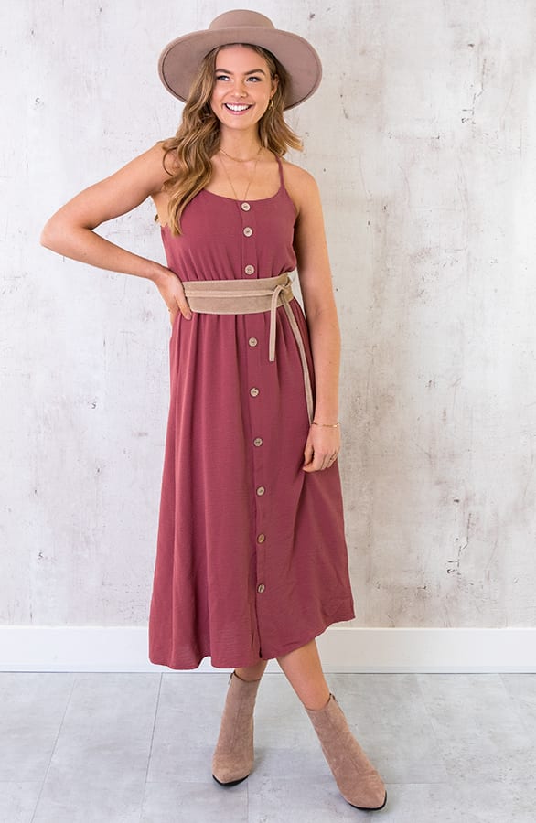 Midi Jurk Knopen Santorini Roze – shoparchief, foto 2