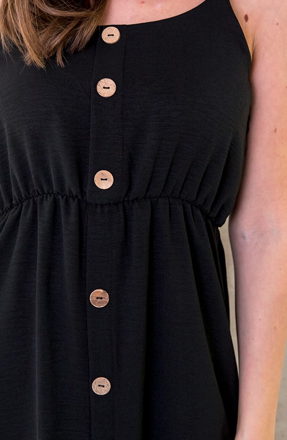 Midi Jurk Knopen Santorini Zwart – shoparchief, foto 4