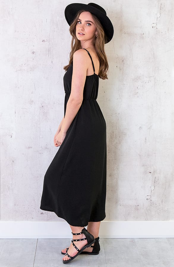 Midi Jurk Knopen Santorini Zwart – shoparchief, foto 2