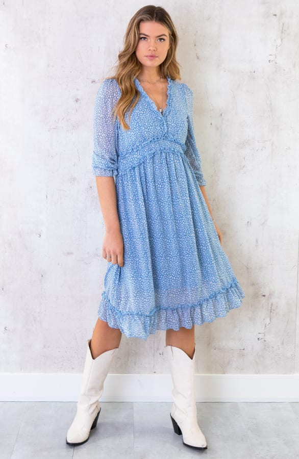 Midi Jurk Met Panterprint Blauw – shoparchief, foto 2