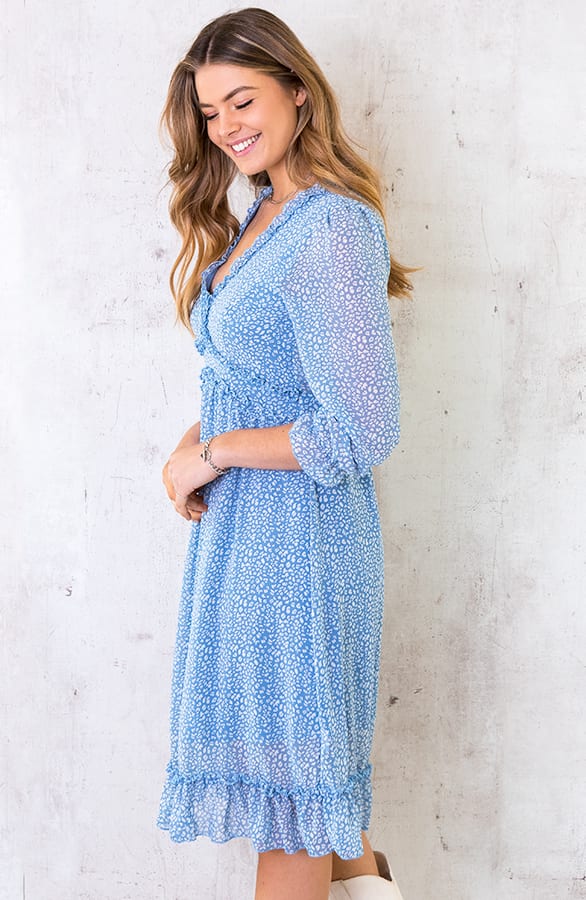 Midi Jurk Met Panterprint Blauw – shoparchief, foto 3