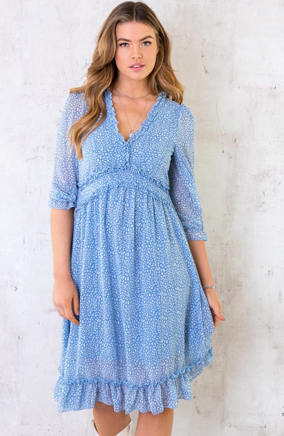 Midi Jurk Met Panterprint Blauw – shoparchief, foto 1