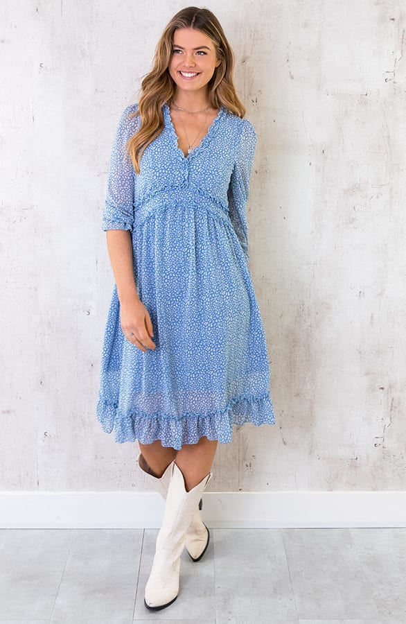 Midi Jurk Met Panterprint Blauw – shoparchief, foto 6