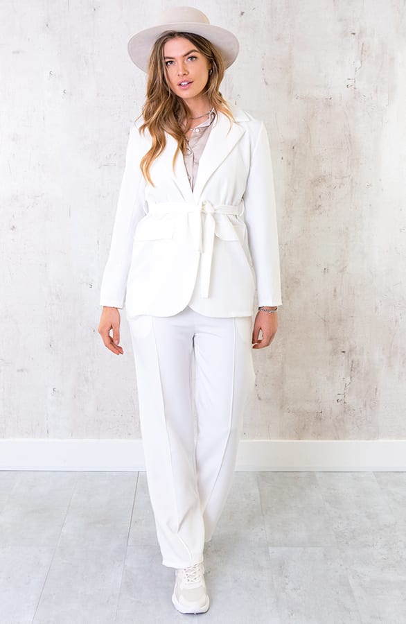 Oversized Blazer Met Strik Offwhite – shoparchief, foto 1