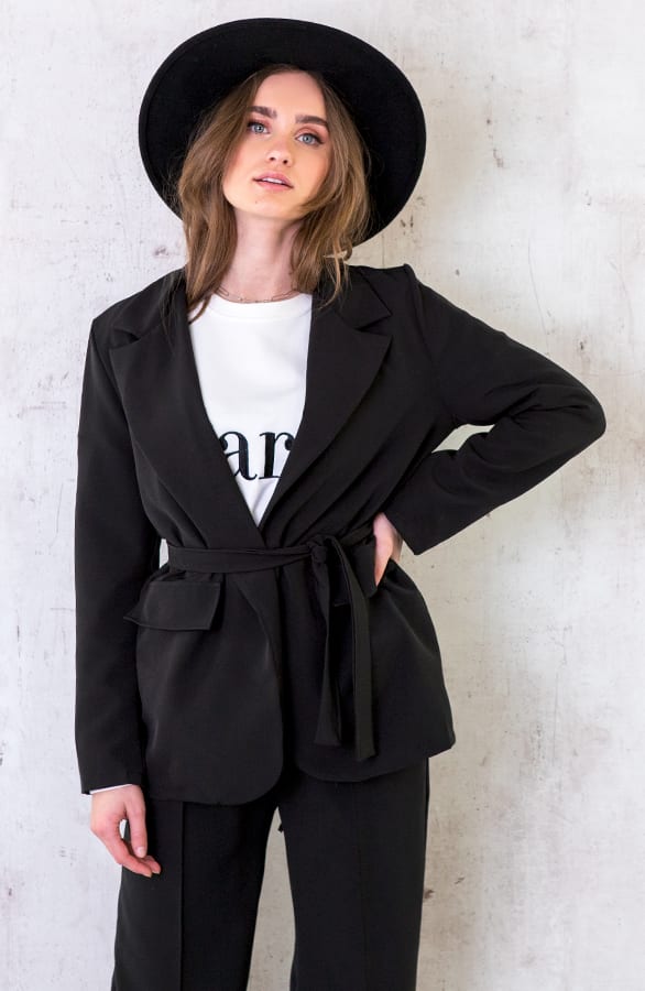 Oversized Blazer Met Strik Zwart – shoparchief, foto 1