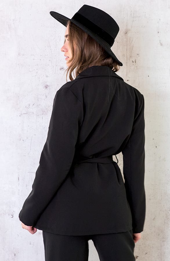 Oversized Blazer Met Strik Zwart – shoparchief, foto 2