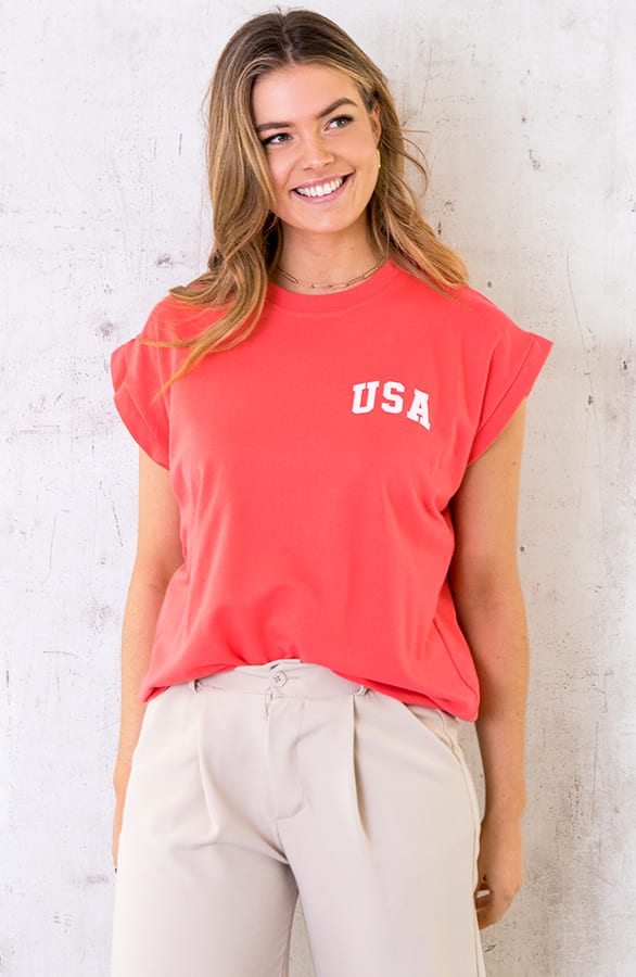 Oversized USA Top Oranje – shoparchief, foto 2
