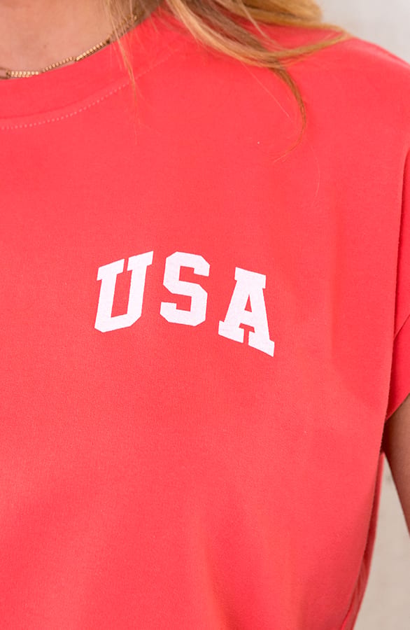 Oversized USA Top Oranje – shoparchief, foto 3