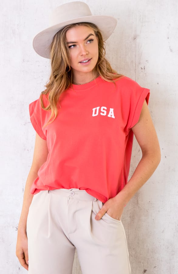 Oversized USA Top Oranje – shoparchief, foto 1