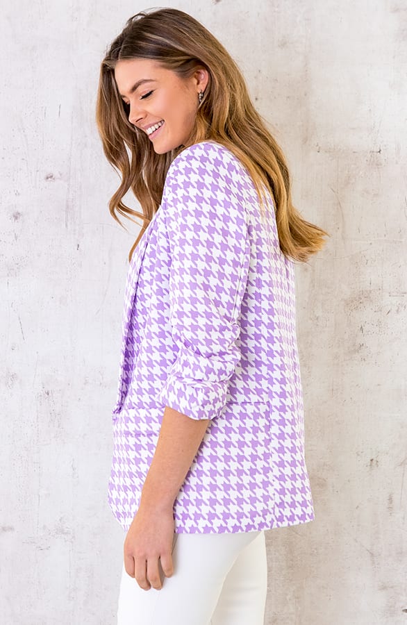 Pied De Poule Blazer Lila – shoparchief, foto 3