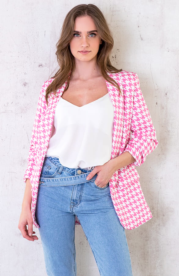 Pied De Poule Blazer Roze – shoparchief, foto 5