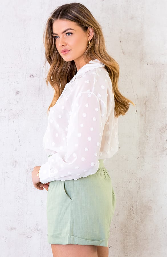 Linnen Ceintuur Short Mint – shoparchief, foto 4