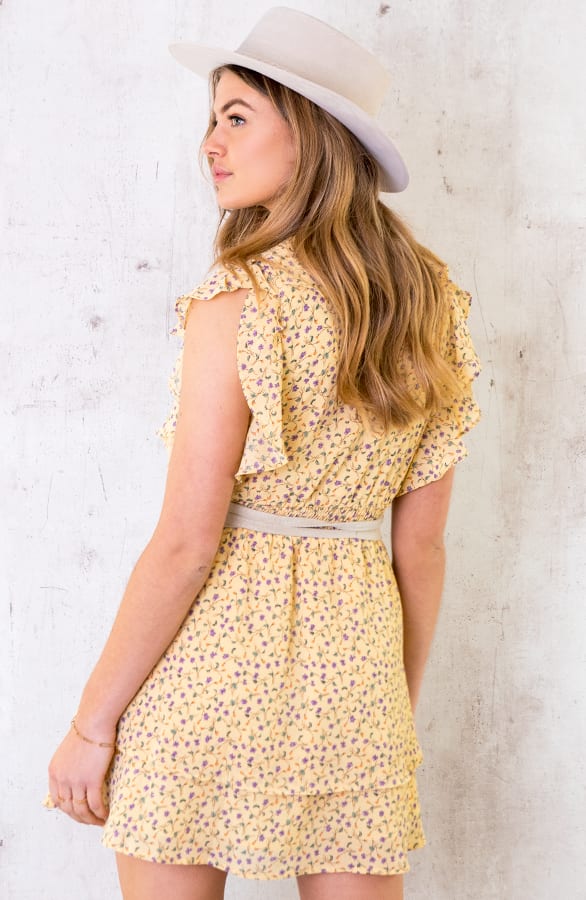 Ruffle Floral Dress Geel – shoparchief, foto 4