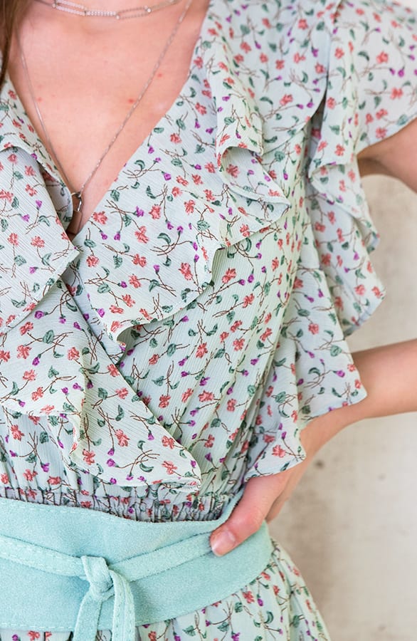 Ruffle Floral Dress Mint – shoparchief, foto 4