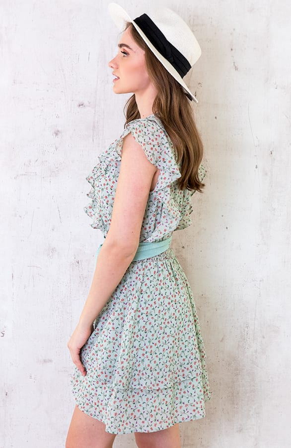 Ruffle Floral Dress Mint – shoparchief, foto 2