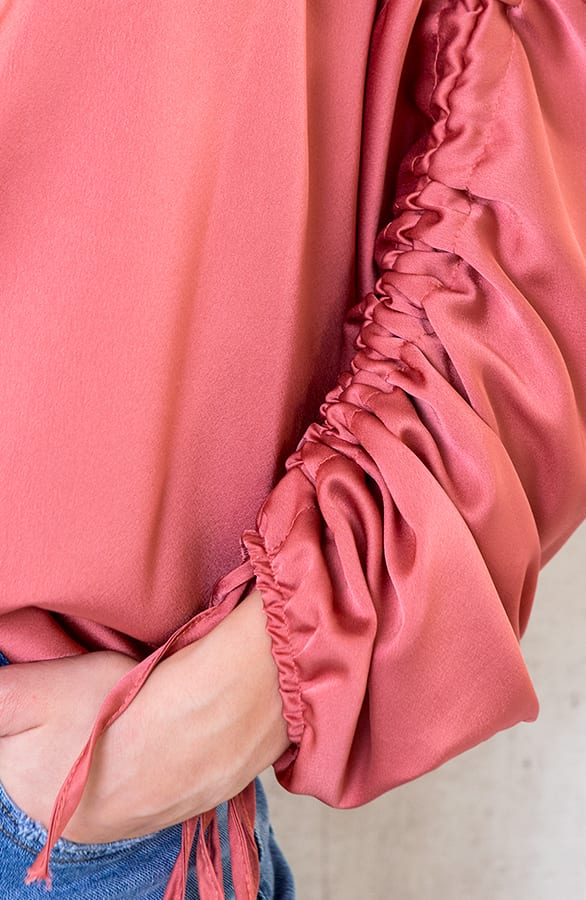 Oversized Silk Lace Blouse Dust Roze – shoparchief, foto 3