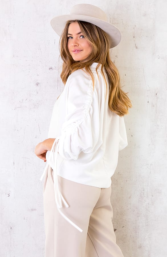 Oversized Silk Lace Blouse Ecru – shoparchief, foto 4