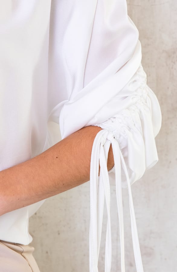Oversized Silk Lace Blouse Ecru – shoparchief, foto 3
