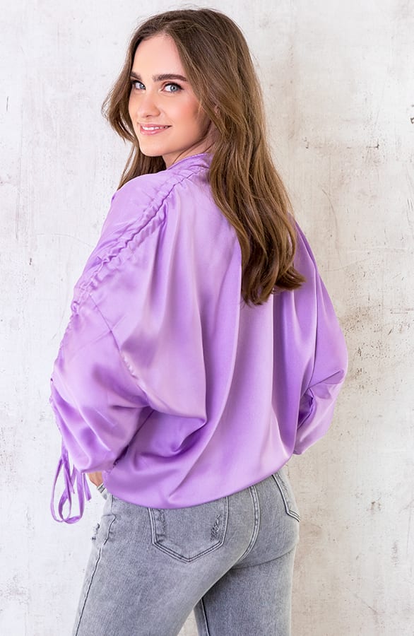 Oversized Silk Lace Blouse Lila – shoparchief, foto 5