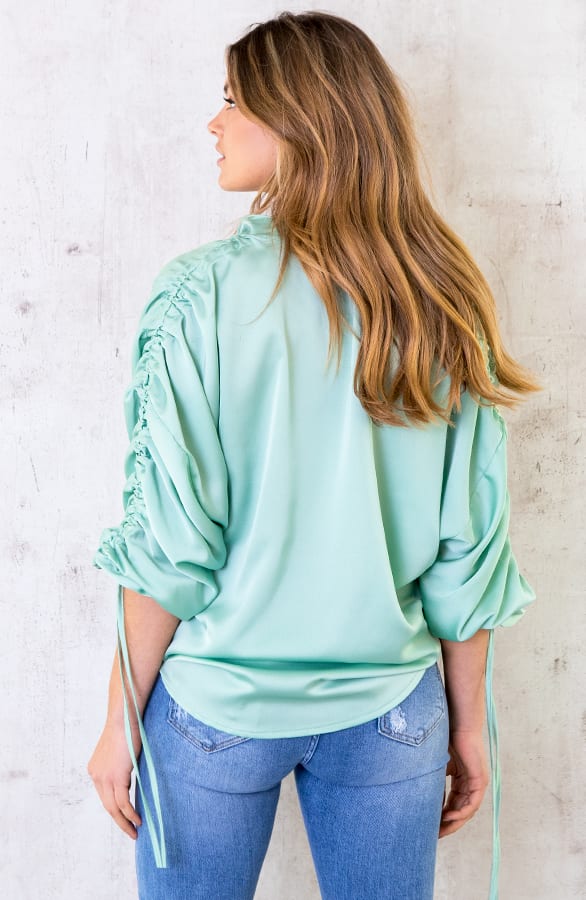 Oversized Silk Lace Blouse Mint – shoparchief, foto 5