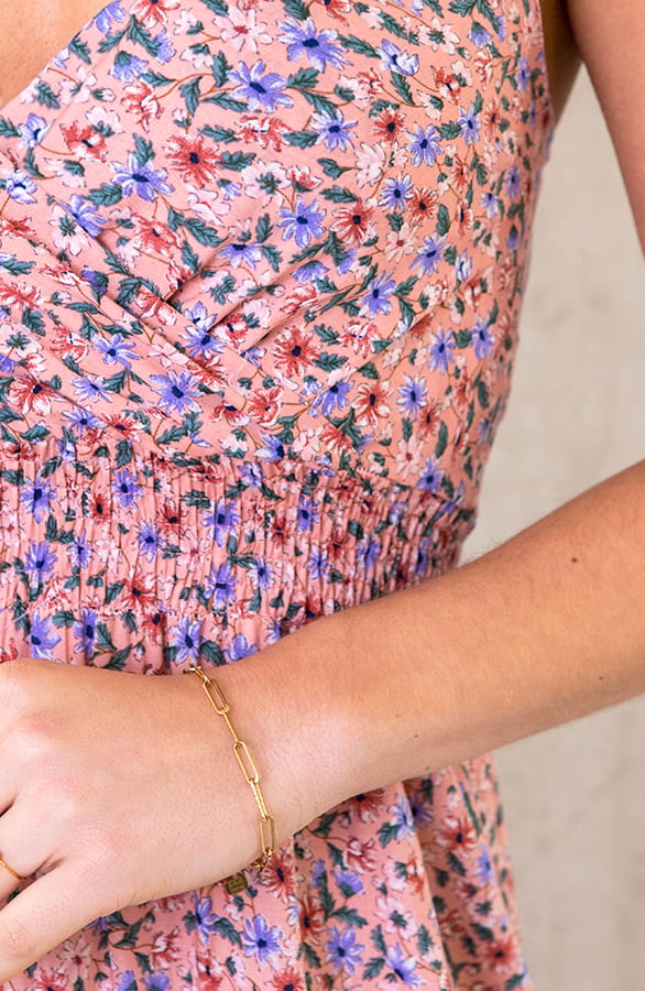 Spaghetti Maxi Jurk Bloemen Roze – shoparchief, foto 4