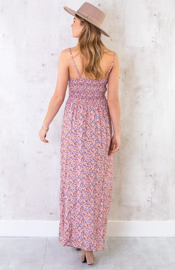 Spaghetti Maxi Jurk Bloemen Roze – shoparchief, foto 3