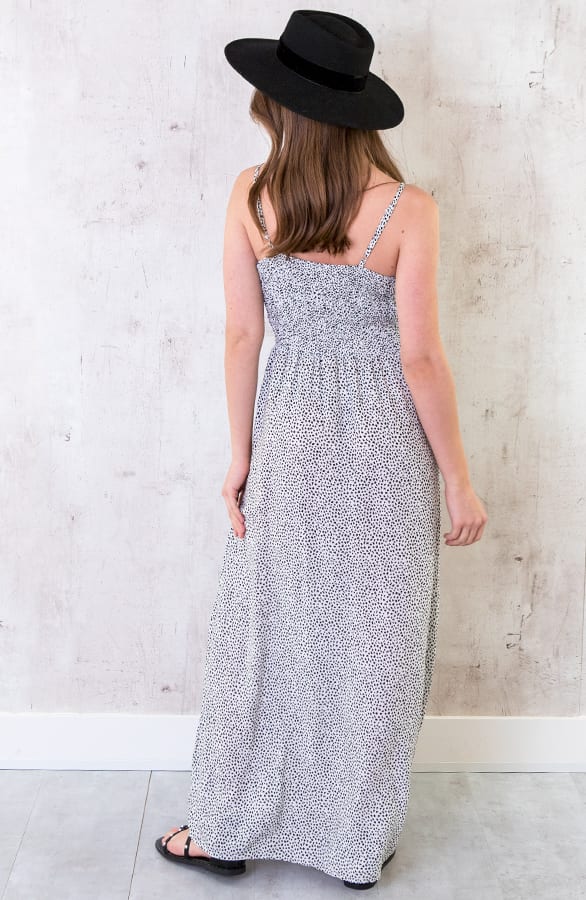 Spaghetti Maxi Jurk Leaves Wit – shoparchief, foto 4