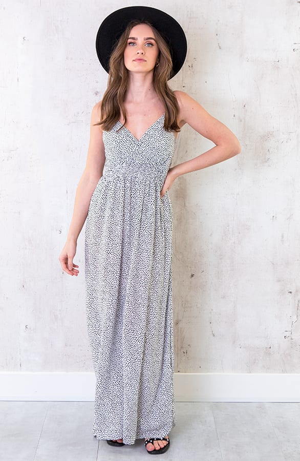 Spaghetti Maxi Jurk Leaves Wit – shoparchief, foto 2