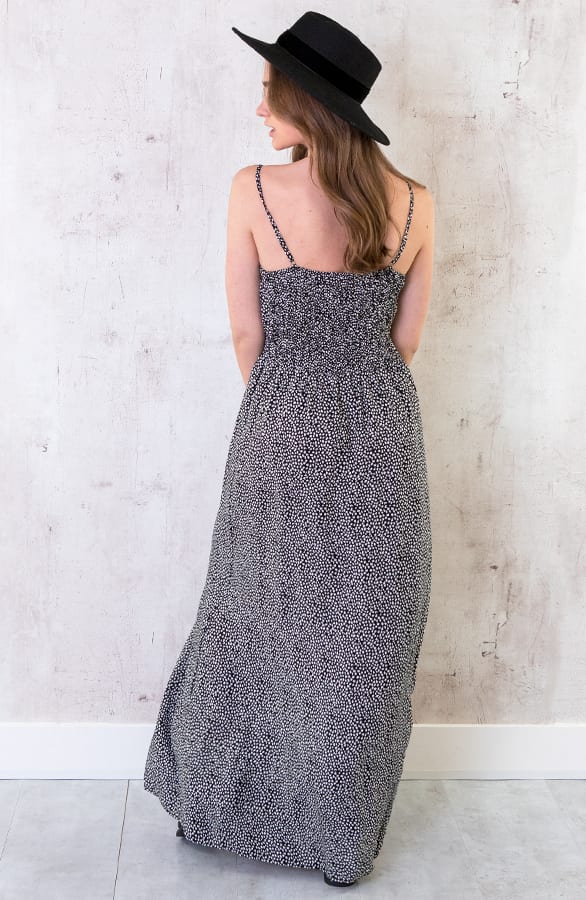 Spaghetti Maxi Jurk Leaves Zwart – shoparchief, foto 3