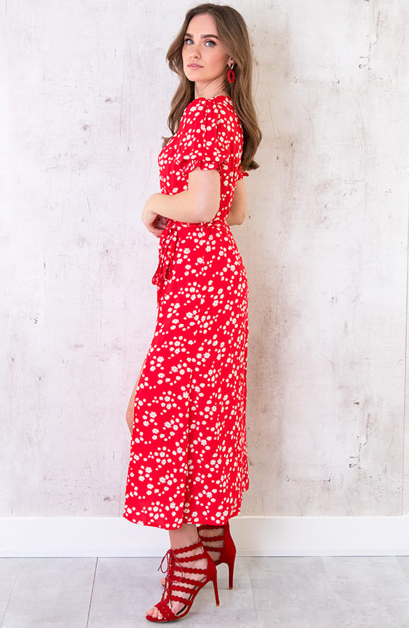 Split Dress Madelief Rood – shoparchief, foto 8