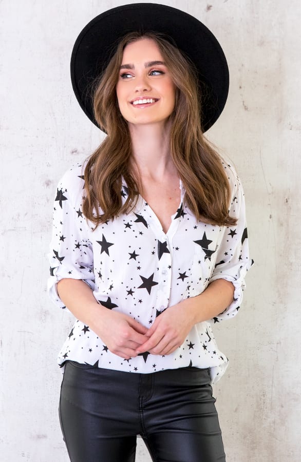 Sterrenprint Blouse Wit – shoparchief, foto 2