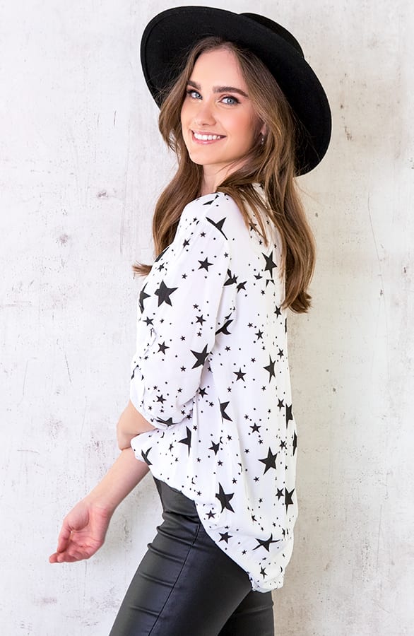 Sterrenprint Blouse Wit – shoparchief, foto 3
